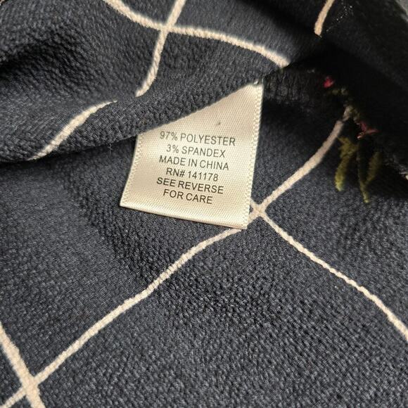 Kirious Black White Grid Floral Cross Front Blouse size XL - Picture 6 of 7